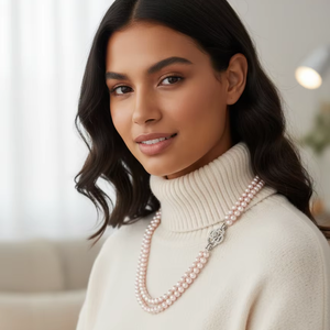 Luxuriöse Designer-Kamelien-Perlen Vintage-Halskette für Damen, Lange Mehrlagige Pullover-Kette, Hochzeits-Charm-Anhänger Schmuck - Product Image 2