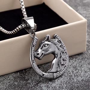 Collar con Colgante de Cabeza de Caballo de Acero Inoxidable, Joyería Unisex, Regalo con Forma de Animal, Accesorio de Moda - Product Image 2