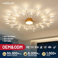 Plafonnier LED moderne à luminosité élevée, dimmable, en forme de feu d'artifice, avec télécommande, pour salon, chambre à coucher, décoration