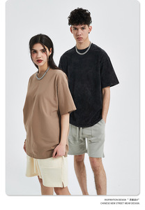 เสื้อยืดผ้าฝ้าย 100% แบบเรียบ รับสกรีนโลโก้ตามสั่ง OEM เสื้อยืดลายกราฟิกสตรีทแวร์คุณภาพสูง - Product Image 3
