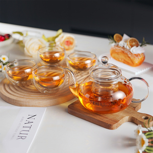 Cnglass Nhà Máy Trực Tiếp Borosilicate 5 Mảnh Trà Chiều Bộ Rõ Ràng Stovetop An Toàn Hộ Gia Đình Thủy Tinh Infuser Ấm Trà Và Cốc Bộ - Product Image 6