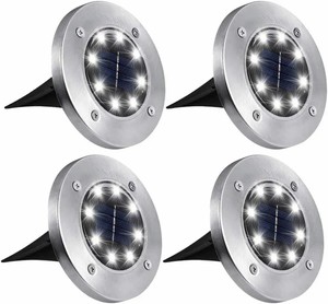 Lampes solaires de jardin extérieures <span class=keywords><strong>à</strong></span> 8/16 LED, corps en acier inoxydable, résistantes <span class=keywords><strong>à</strong></span> l'eau IP55, alimentées par batterie, pour allée, patio, aménagement paysager - Product Image 1