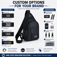 Sac bandoulière personnalisé en gros avec logo, sac de poitrine en nylon noir, sac à bandoulière tendance pour téléphone, sac extérieur à fermeture éclair