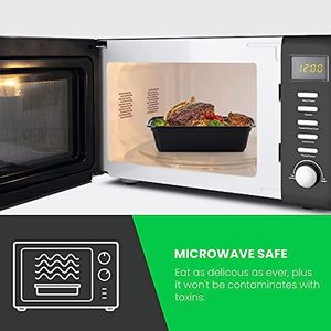 Contenedor de Alimentos Biodegradable, Apto para Microondas, Desechable, Termoformado de PP, 8x8 Pulgadas, 3 Compartimentos, Grado Alimenticio - Product Image 3