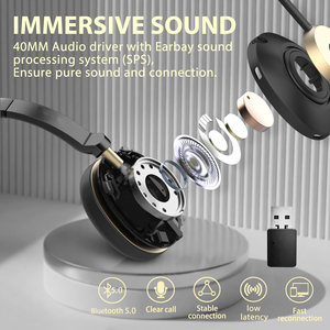 Cuffie Wireless con <span class=keywords><strong>45</strong></span> Ore di Autonomia, 500mAh, Microfono con Cancellazione del Rumore ENC per Ufficio, Call Center e Business - Product Image 6