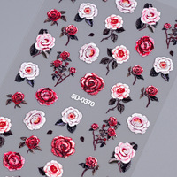 5D en relief Sakura fleur Nail Art autocollants lavande/Rose/feuilles ongles décalcomanies printemps fleur fleur manucure décoration