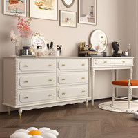 Table de toilette moderne de luxe léger en bois massif crème, style vintage, pour petit appartement, avec armoire à maquillage extensible et multifonctionnelle, à placer au bout du lit