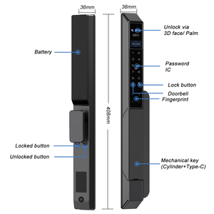 卸売業務用Tuya WiFi 3D顔認証ビデオインターホン電子錠（断熱アルミガラスドア用） - Product Image 6