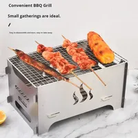 Barbecue portable LOVITA en acier inoxydable, pliable, pour le camping, pour rôtir de la viande, griller du poisson