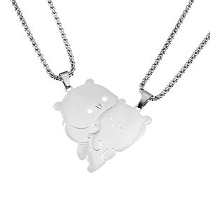 Stainless Steel Couple Necklaces for Lover <b>Cute</b> <b>Bear</b> Puzzle Pendant Couple Necklace for Women Men Jewelry Friends Best Gifts - Product Image 1
