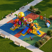 Offre variée de combinaisons d'équipements de glisse en plastique pour enfants, équipements de terrain de jeux pour enfants commerciaux, équipements de parc d'attractions en plein air à vendre