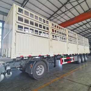 Semirremolques de Acero de 50 Toneladas, 3 Ejes, Remolque para Ganado, Transporte de Animales, Remolque de Carga Baja con Barandas - Product Image 2
