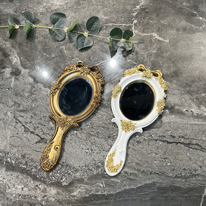 Oval Shape Handle <strong>Mirror</strong> Rose Flower Carved Handicraft <strong>Rococo</strong> Princess Style Makeup <strong>Mirrors</strong> European Cosmetic Handheld <strong>Mirror</strong> - Product Image 3