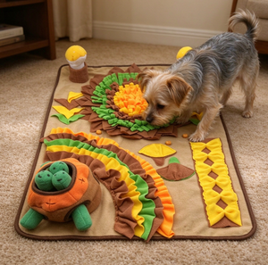 Alfombra olfativa para perros, juguete de rompecabezas de erizo, alfombra grande para olfatear con setas chirriantes, alfombra portátil para excavar en interiores/exteriores - Product Image 2