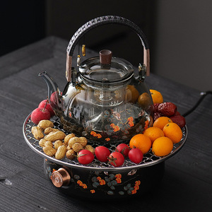 Set <span class=keywords><strong>Bollitore</strong></span> Elettrico Moderno SUMPRO con Base in Ceramica Dipinta a Mano e Teiera in Vetro <span class=keywords><strong>per</strong></span> Preparare Tè alle Erbe, Puer e Tè Verde - Product Image 2