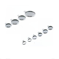 Plateaux à pendentifs ronds en acier inoxydable, 5 pièces, avec Cabochon, pendentifs vierges pour la fabrication de bijoux, bricolage, collier, Bracelet, boucle d'oreille