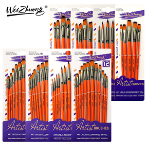 Set di pennelli per artisti di capelli in Nylon con pennelli per acquerello rotondo e piatto con manico in legno per dipinti d'arte - Product Image 5