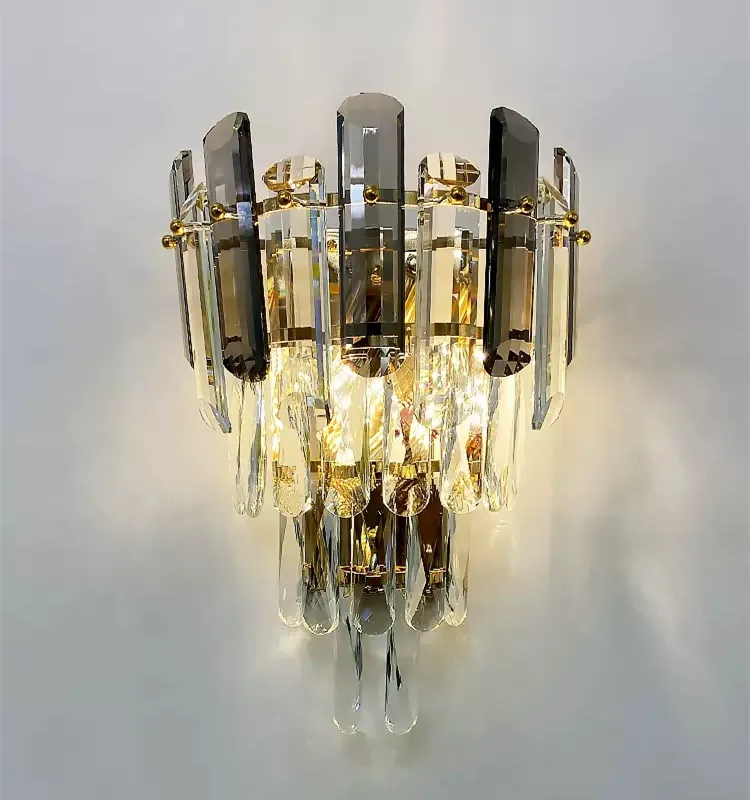 modern nordic style decorative wall mounted light indoor crystal luxury sconce led wall arm lamp