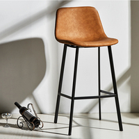 Tabouret de bar moderne à base métallique et assise en similicuir PU, design chaise longue, pour usage commercial, maison et restaurant