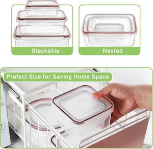 Boîtes de préparation de repas Freshware, 3 pièces avec couvercles, boîte à bento pour le stockage des aliments, sans BPA, empilables, compatibles micro-ondes et congélateur, transparentes, carrées - Product Image 5