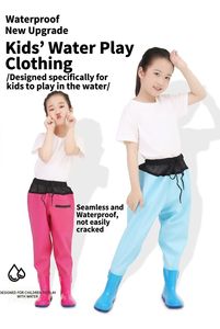Senshuo OEM Salopettes de pêche en PVC personnalisées pour enfants, à cordon de serrage à la taille, avec poche latérale zippée et <span class=keywords><strong>bottes</strong></span> intégrées, pour activités en eau peu profonde - Product Image 4