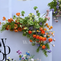 Décor floral artificiel style peinture à l'huile Monet coloré pour mariage, idéal pour les allées et les grands événements nuptiaux