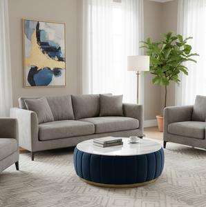 Mesa de centro moderna minimalista con superficie de mármol natural para sala de estar, apartamento, oficina, hotel, diseño de interiores. - Product Image 2