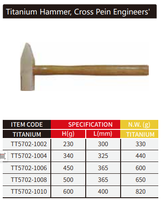 WEDO Fabrication 230g Tête 300mm Titane Ingénieurs Croix Peen Forgeron Marteau Industriel Bois Naturel Léger 1pc