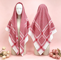 Boran 100% Polyester Chiffon Sérigraphié à Carreaux Écharpe Hijab Unisexe Respirante Doux pour la Peau Moyen-Orient