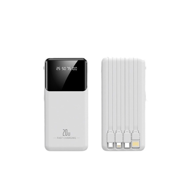 High Capacity 20000mAh Fast-Charging 22.5W Type-C Portable Power Bank with Built-In Cable LED Display Mini Size for Laptops