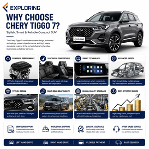 Chery Tiggo 7 d'<span class=keywords><strong>occasion</strong></span>, SUV essence 1.5T Turbo automatique, conduite à gauche, traction avant, 5 places, intérieur cuir foncé, jantes R18, caméra, pour concessionnaires en gros - Product Image 2