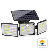 Lampe solaire murale en forme de V à 3 têtes, 600LM, 99 LED, avec détecteur de mouvement, contrôle de la lumière, micro-lumière, étanche IP65, pour clôture et jardin