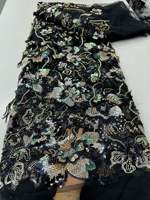 Tissu de dentelle de mariage de luxe français perlé à la main avec perles et sequins pour robe de mariée