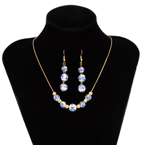 Set di Collane in Stile Retrò Cinese con Perline, Moda Europea e Americana, Catena in Metallo con Ceramica Geometrica Blu e Bianca - Product Image 5