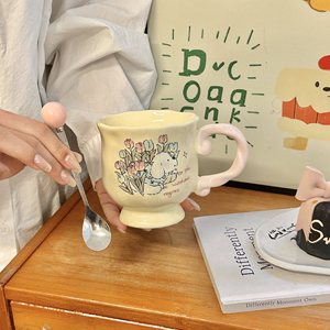 Taza de café de cerámica Cerouky con diseño de perro y asa con serigrafía para regalo y té - Product Image 3