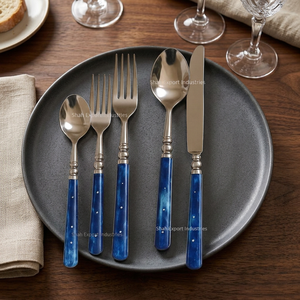 Nouvelle conception ensemble de couverts en métal argent avec poignée en os bleu marine pour la maison mariage hôtel décor de table ensembles de couverts - Product Image 6