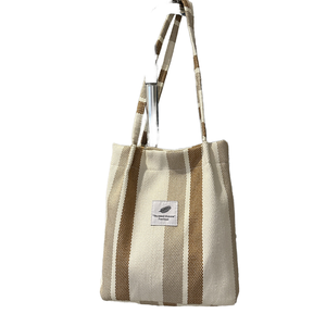 Bolso de hombro portátil de gran capacidad para mujer, nuevo bolso informal a cuadros con rayas verticales simples, para todas las estaciones - Product Image 1