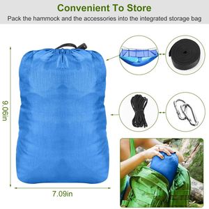 Hamaca Ligera para Acampar Db, de Nailon Azul, Capacidad de 440 Lb, Tamaño Individual/Doble, con Correa para Árbol, para Uso en Exteriores - Product Image 6