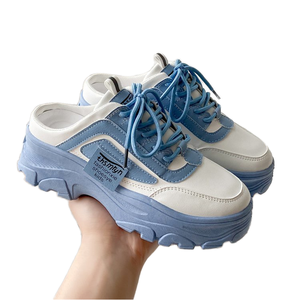 <b>Small</b> White Walking Shoes Thick Soles Light <b>Weight</b> for Women Spring Autumn Student Sports Breathable Height Shoes - Product Image 1