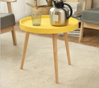 Tables basses d'appoint industrielles modernes pour salon, livraison directe d'usine, légères, durables, avec base en bois et plateau en plastique