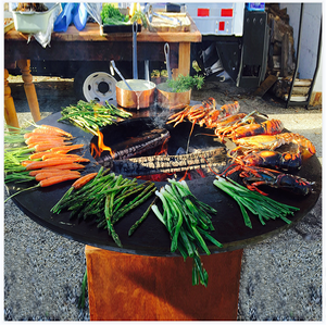 In acciaio corten BBQ griglie fuoco pozzo per esterni BBQ heavy duty log ardente carbone barbecue griglie con ruote cucina all'aperto - Product Image 3