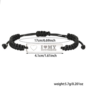 <b>Couple</b> Woven <b>Bracelet</b> Stainless Steel Heart Tag Valentine Gift for Lovers - Product Image 4