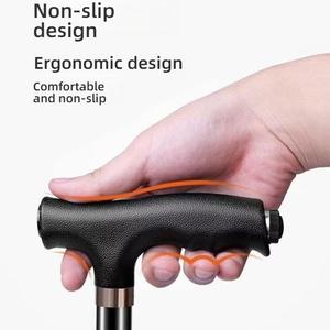 Canne pliable en alliage d'aluminium pour personnes âgées avec double accoudoir, alarme, lumière LED et conception autoportante - Product Image 6