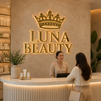 Enseignes lumineuses LED personnalisées pour intérieur, avec logo rétroéclairé et lettres LED, sur panneau métallique, pour salons de cils et de manucure