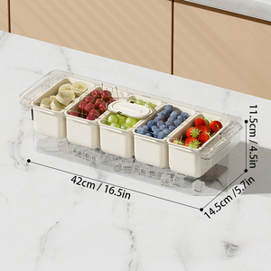Plateau de service transparent pour condiments et fruits, en PET, <span class=keywords><strong>avec</strong></span> 5 compartiments amovibles, pour une fraîcheur optimale - Product Image 6