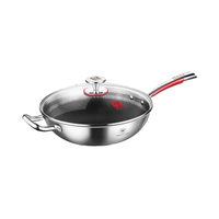 Wok antiadhésif en acier inoxydable 304 de 12,6 pouces avec revêtement alvéolé pour tous types de cuisinières - Vente en gros
