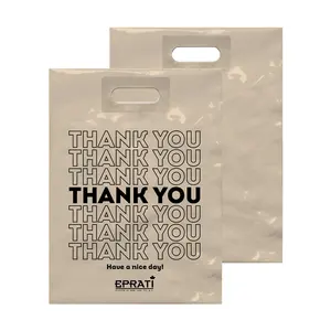 Màu Be mdpe gia cố chết cắt túi nhựa chất lượng polybag tùy chỉnh thiết kế logo màu kích thước Độ dày mua sắm xử lý túi