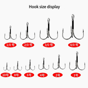 Siêu sắc nét ba móc biển giải quyết phụ kiện thép carbon câu cá treble móc - Product Image 2