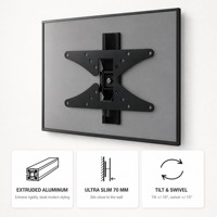 DMP LCD2400 13-31 inci VESA 200x100 20kg Tilt Swivel Extension 70mm Aluminium TV Wall Mount