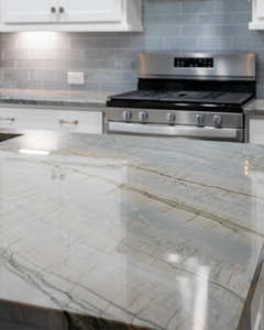 Losas de Cuarzo <span class=keywords><strong>Azul</strong></span> Océano Natural de Brasil, Cuarzo <span class=keywords><strong>Azul</strong></span> Fantasía Macaubas Infinity para Encimeras de Cocina - Product Image 6